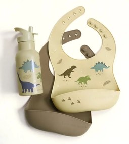 Sada 2 silikónových podbradníkov dinosaurus