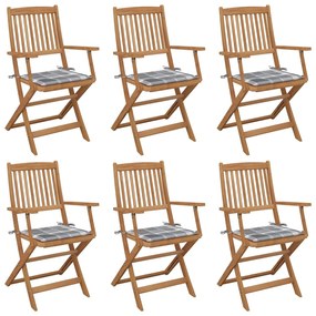Skladacie záhradné stoličky so sedákmi 6 ks akáciový masív 3074954
