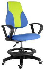 Detská rastúca stolička s podnožou BAMBINO – látka, modro-žltozelená