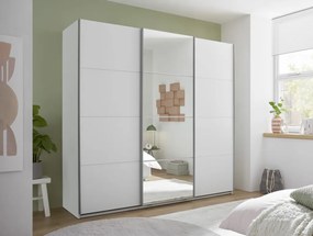 Šatníková skriňa so zrkadlom Carano, 215 cm, biela