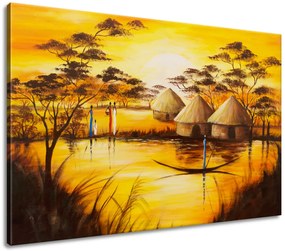 Gario Ručne maľovaný obraz Africká dedina Rozmery: 70 x 100 cm