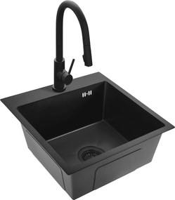 Rea Leo, 1-komorový oceľový drez 400x450x185 mm, čierna, ZLE-06002