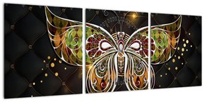Obraz - Čarovný motýľ (s hodinami) (90x30 cm)