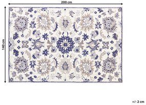 Vlnený koberec 140 x 200 cm béžová/modrá KUMRU Beliani
