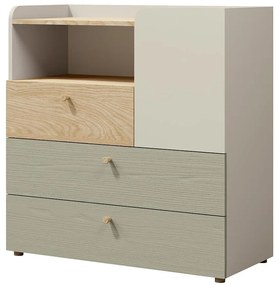 Komoda Yuki 10 eukalyptus/Sivá béžová/Olejovaný dub