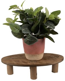 Dekoračný kvetinový drevený oválny stolík - 40*20*11 cm