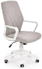 Kancelárska otočná stolička SPIN 2 – plast, látka, biela / šedo-béžová