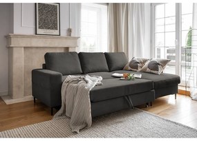 Tmavosivá menčestrová rozkladacia rohová pohovka (pravý roh) Lofty Lilly – Miuform