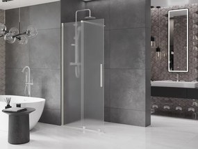 Mexen Velar, sprchová zástena s posuvnými dverami Walk-in 80 x 200 cm, 8mm sklo námraza, brúsená oceľ, 871-080-000-33-97