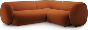 Zamatová rohová pohovka v terakotovej farbe (pravý roh/do L) Kate – Micadoni