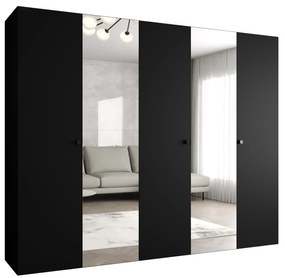 Šatníková skriňa 250 cm Parna 2 (čierna + čierna). Akcia -20%. Vlastná spoľahlivá doprava až k Vám domov. 1125948