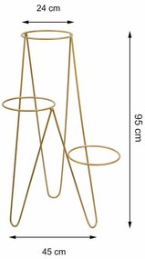 STOJAN NA KVETINÁČ TRIPOD 95X45X24 CM ZLATÁ