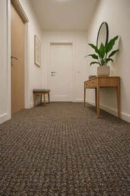 Vebe, Čistiaca zóna Capri WB 12, na mieru, šíře 1m,2m, hnedá, guma (gél - protišmykový), chodba / predsieň