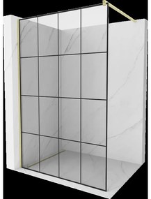 Mexen Kioto sprchová stena Walk-in 150 x 200 cm, čierny vzor 8 mm, zlatá kartáčovaná - 800-150-101-55-77