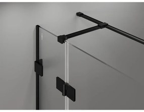 Mexen Lunar T, sklápací sprchový kút ľavý 130 x 80 cm, 8mm číre sklo, čierny profil, 834T-130-080-70-00-L