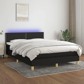 Posteľ boxsping s matracom a LED čierna 140x200 cm látka
