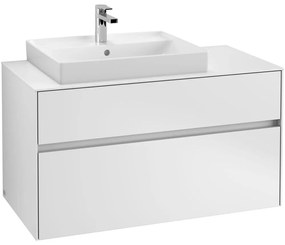 VILLEROY &amp; BOCH Collaro závesná skrinka pod umývadlo na dosku (umývadlo vľavo), 2 zásuvky, 1000 x 500 x 548 mm, White Matt, C01700MS