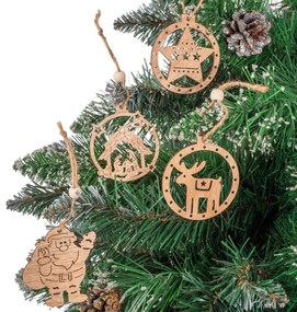 Tutumi, sada drevených závesných vianočných ozdôb na stromček 9ks 300881, CHR-08501