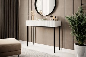 Toaletný stolík Nicole 100 cm - biely mat / čierne nožičky