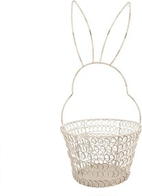 Biely drôtený dekoračný košík králik Bunny - Ø 15*34 cm