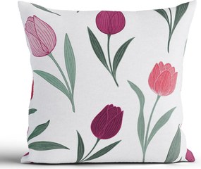 Bavlnená obliečka na vankúš Renforcé 40 × 40 cm - Kvety tulipánov fialovej