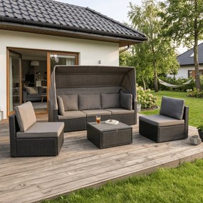 Vintino Záhradný set LEVANTE – čierna / hnedá