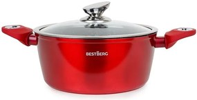 MEGAKOMBO Multifunkčný kuchynský robot BestBerg BBR-1900R + 15dielna sada riadu s mramorovým povrchom BestBerg BBN-1015R / červená