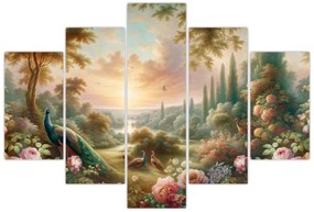 Obraz - Pávy v záhrade (150x105 cm)