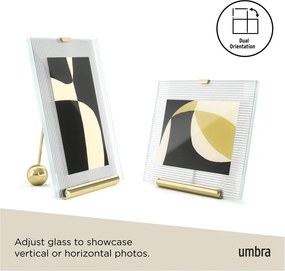 Sklenený stojací rámček v zlatej farbe 19x23 cm Flute – Umbra
