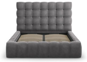 Sivá čalúnená dvojlôžková posteľ s úložným priestorom s roštom 160x200 cm Bali – Cosmopolitan Design