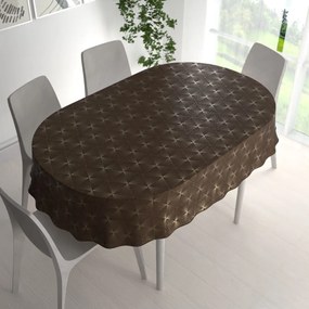 Biante Zamatový oválny obrus Isabela IBL-012 Rose Gold trojuholníky na hnedom 80x120 cm