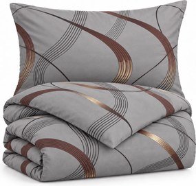 Obliečky flanelové Sivé Gold Ribbon TiaHome - 1x Vankúš 90x70cm, 1x Paplón 140x200cm