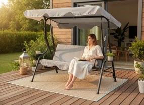 Garden Line ZÁHRADNÁ HOJDAČKA 170 x 110 x 153 cm ŠEDÁ BEZ OPIERKY NA NOHY. S DRŽIAKOM NA POHÁRE