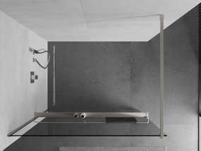 Mexen Kioto+, sprchová zástena Walk-In s poličkou a vešiakom 80 x 200 cm, 8mm číre sklo, brúsená oceľ profil, 800-080-121-97-00