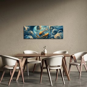 Obraz - Zlaté rybky (s hodinami) (90x30 cm)