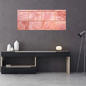 Obraz - Ružové, mramorované dlaždice (120x50 cm)