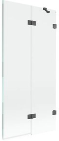 Mexen Lunar, 2-krídlová vaňová zástena pravá 90 x 150 cm, číre sklo, grafitová, 897-090-100-66-00-P