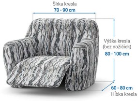 Bielastické poťahy OCEANO NOVÉ šedo-modré relaxačné kreslo (š. 70 - 90 cm)
