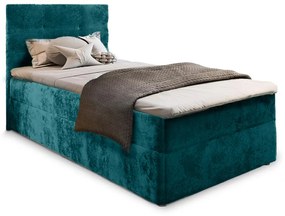 Čalúnená posteľ boxspring GLORIEN VELVET 100x200 cm tyrkysová Matrac: Bonell pružinová matrac