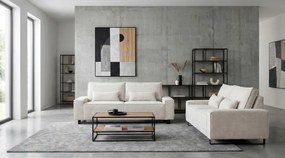 Trojmiestna pohovka Cassino, krémová štrukturovaná látka