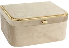 Box na šperky Velvette béžová, 23 x 17 x 10,5 cm