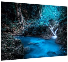 Sklenený obraz - Magická noc v tropickom lese (70x50 cm)