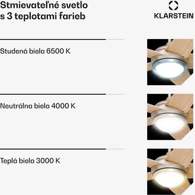 Klarstein Bolero stropný ventilátor so svetlom | 132 cm | 35 W | Tichá prevádzka | Drevo