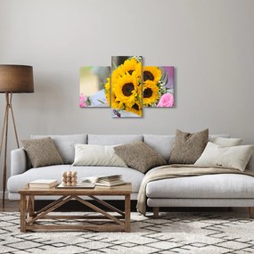 Obraz svadobnej kytice zo slnečníc (90x60 cm)