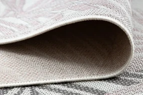 Koberec / behúň šnúrkový SIZAL SION Lístie Palmy, tropický 2837 ploské tkanie biely / ružový