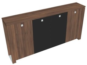 Stredná šatníková skriňa Verno+ S 260 x 46 x 130 cm, kombinované dvere, orech / čierna