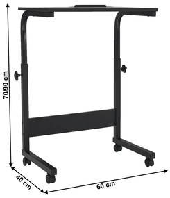 PC stolík na kolieskach Westa - čierna