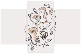 Obraz - Line art tváre (90x60 cm)
