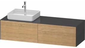 DURAVIT White Tulip závesná skrinka pod umývadlo na dosku (umývadlo vľavo), 2 zásuvky, 1600 x 550 x 408 mm, dub prírodný masív/grafit vysoký lesk, WT4864LH5H10000