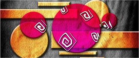 Abstraktný obraz s historickými symbolmi (120x50 cm)